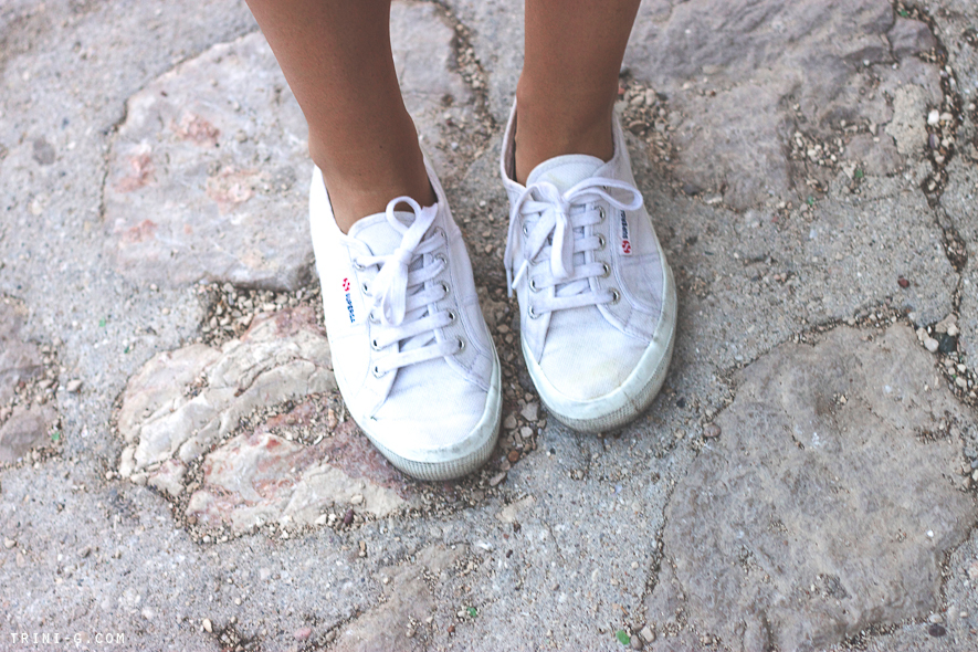 Superga white worn sneakers | Trini blog